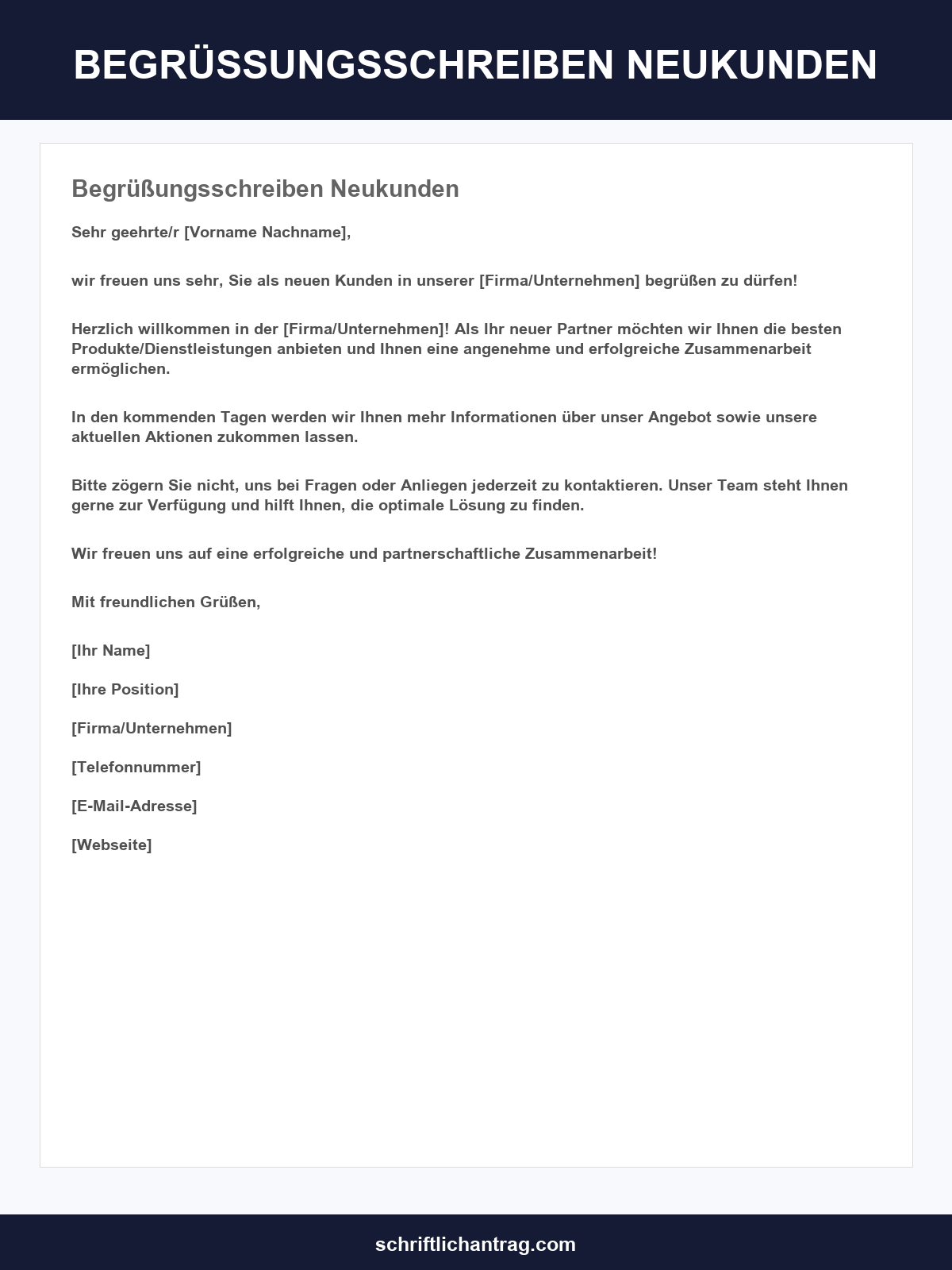 Begrüßungsschreiben Neukunden Vorlage