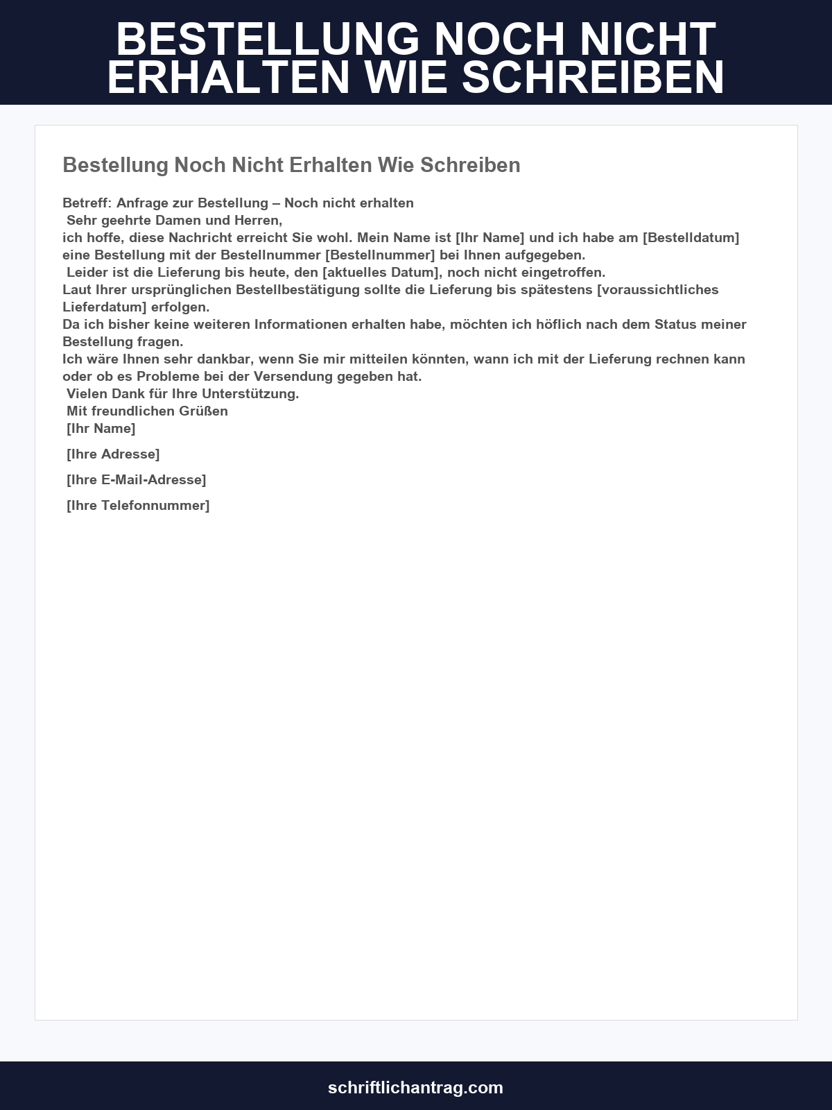 Bestellung Noch Nicht Erhalten Wie E-Mail Schreiben