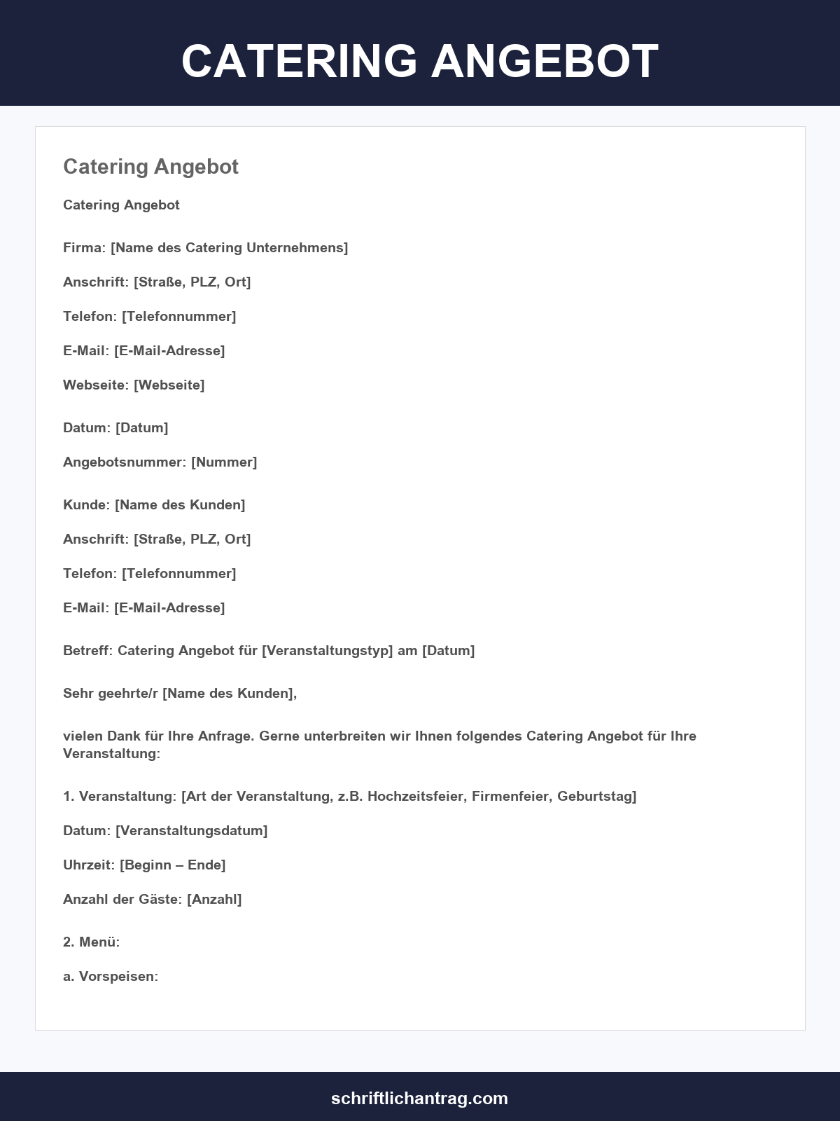 Catering Angebot Vorlage