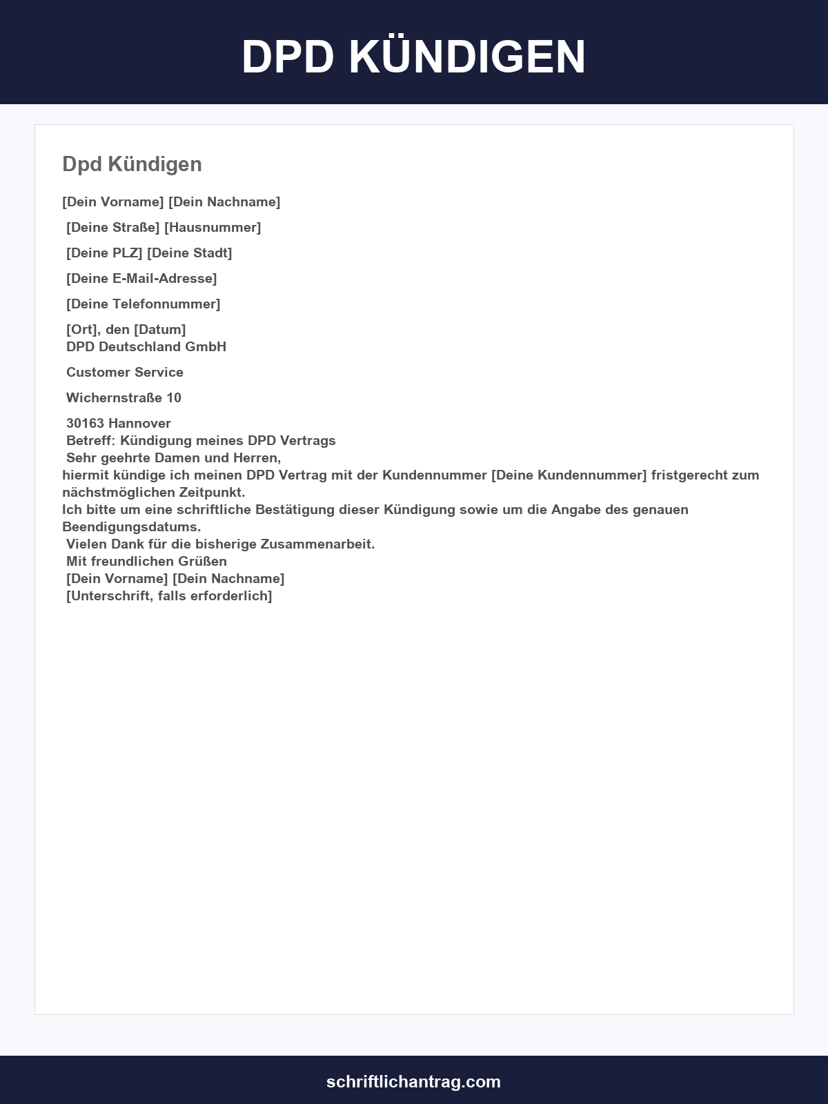Dpd Kündigen