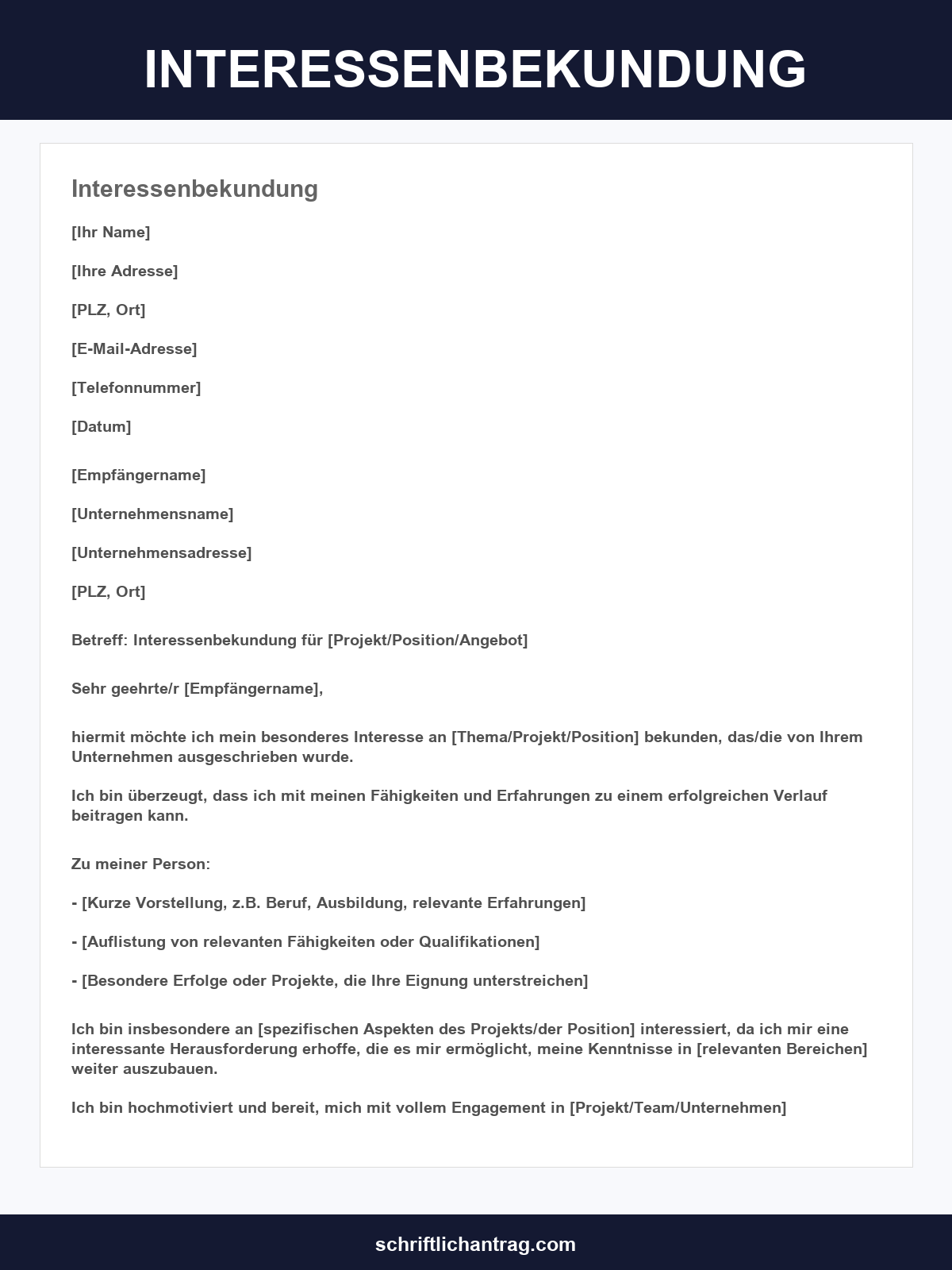 Interessenbekundung Vorlage