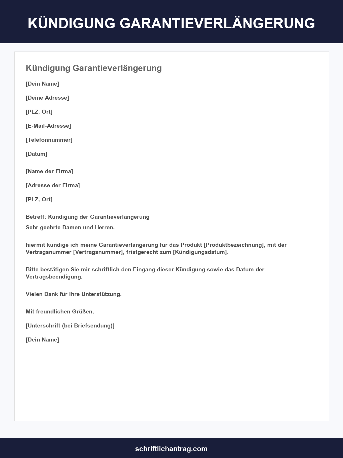 Kündigung Garantieverlängerung