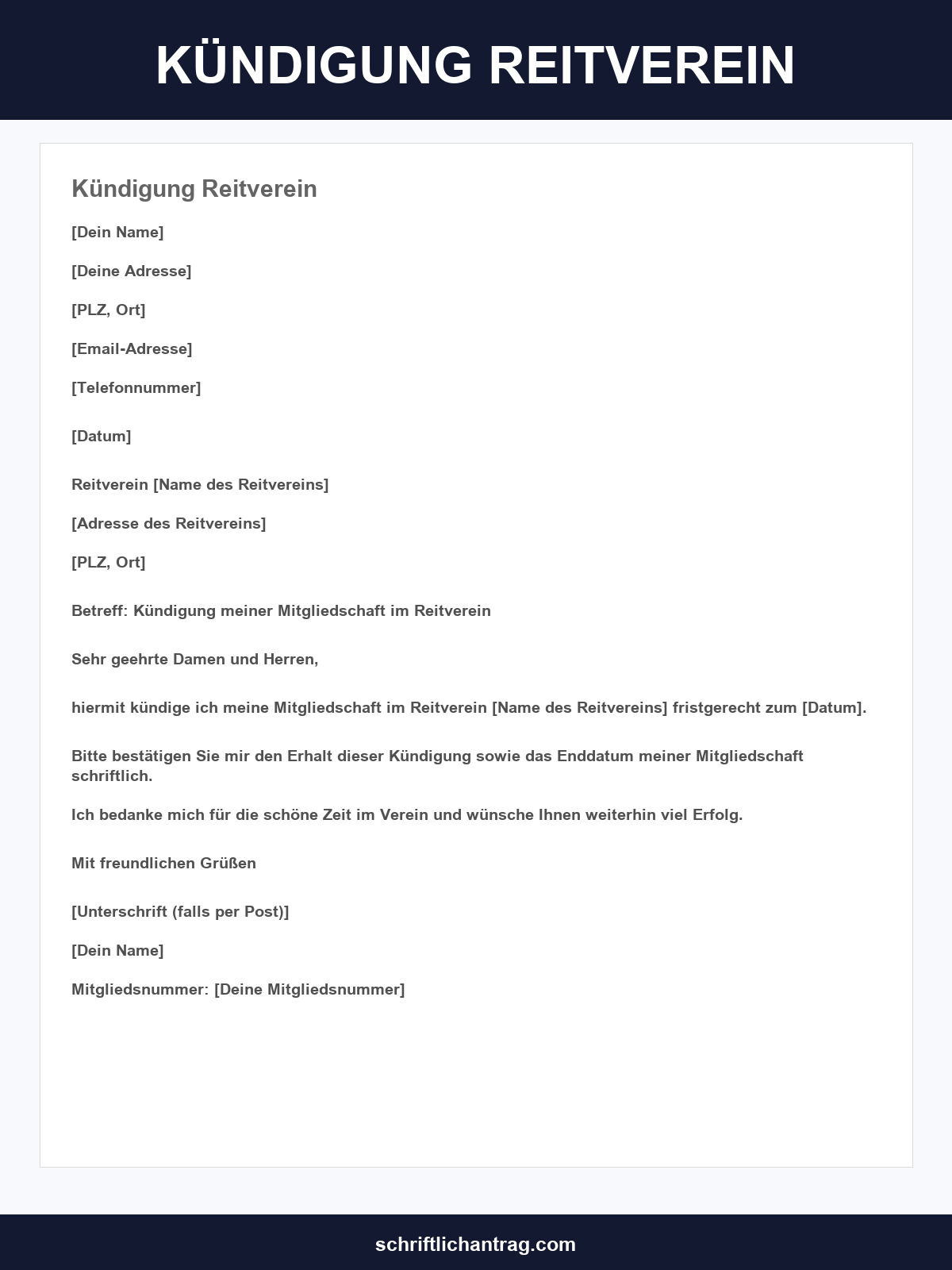 Kündigung Reitverein
