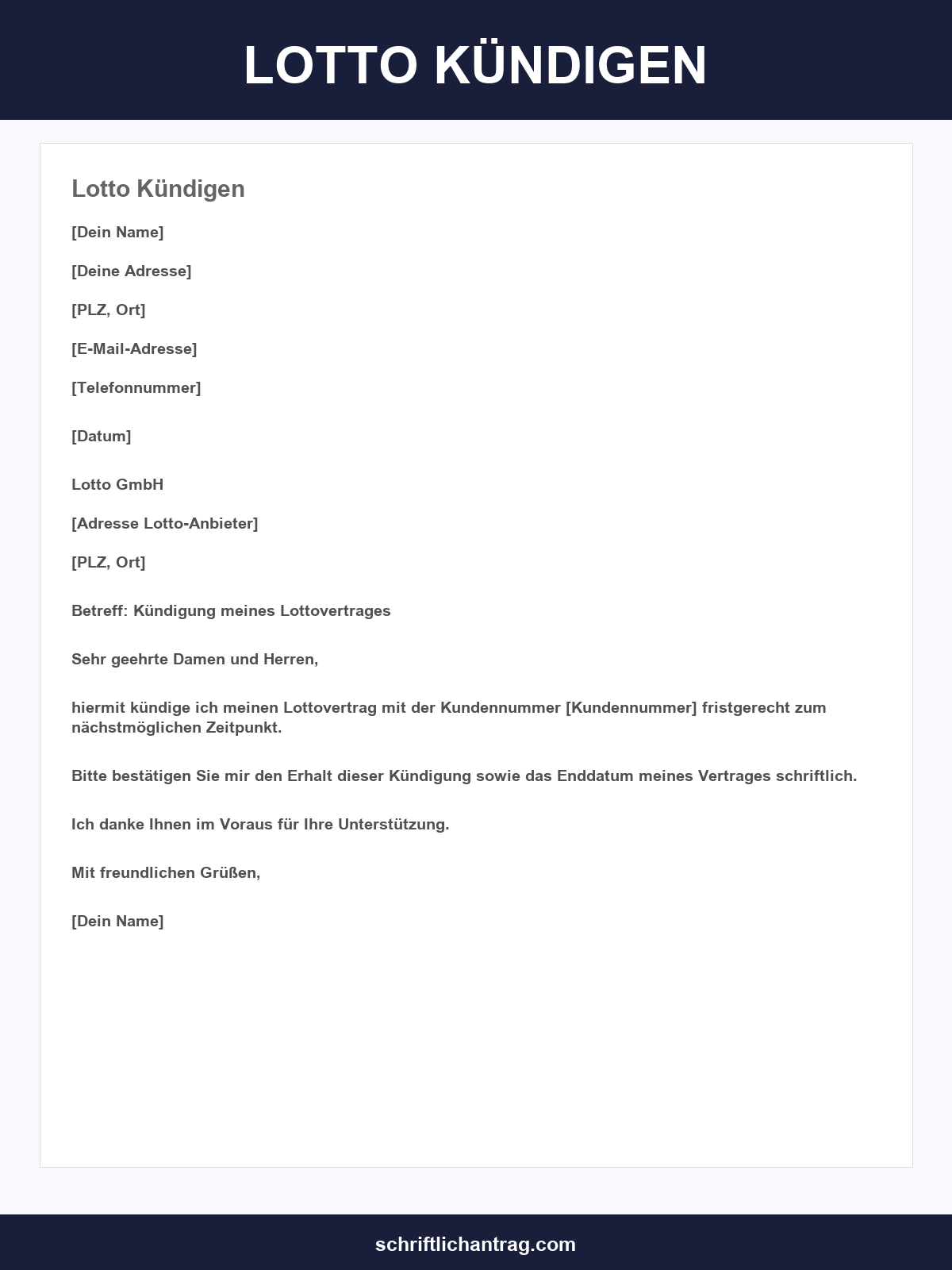 Lotto Kündigen Vordruck
