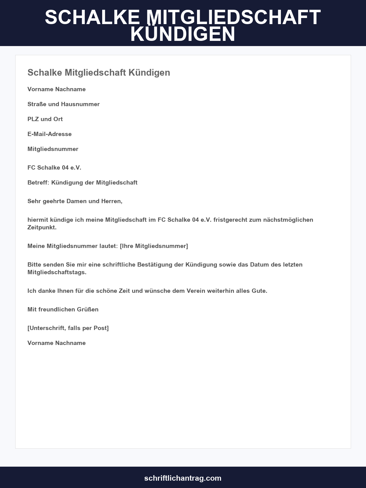 Schalke Mitgliedschaft Kündigen Vorlage
