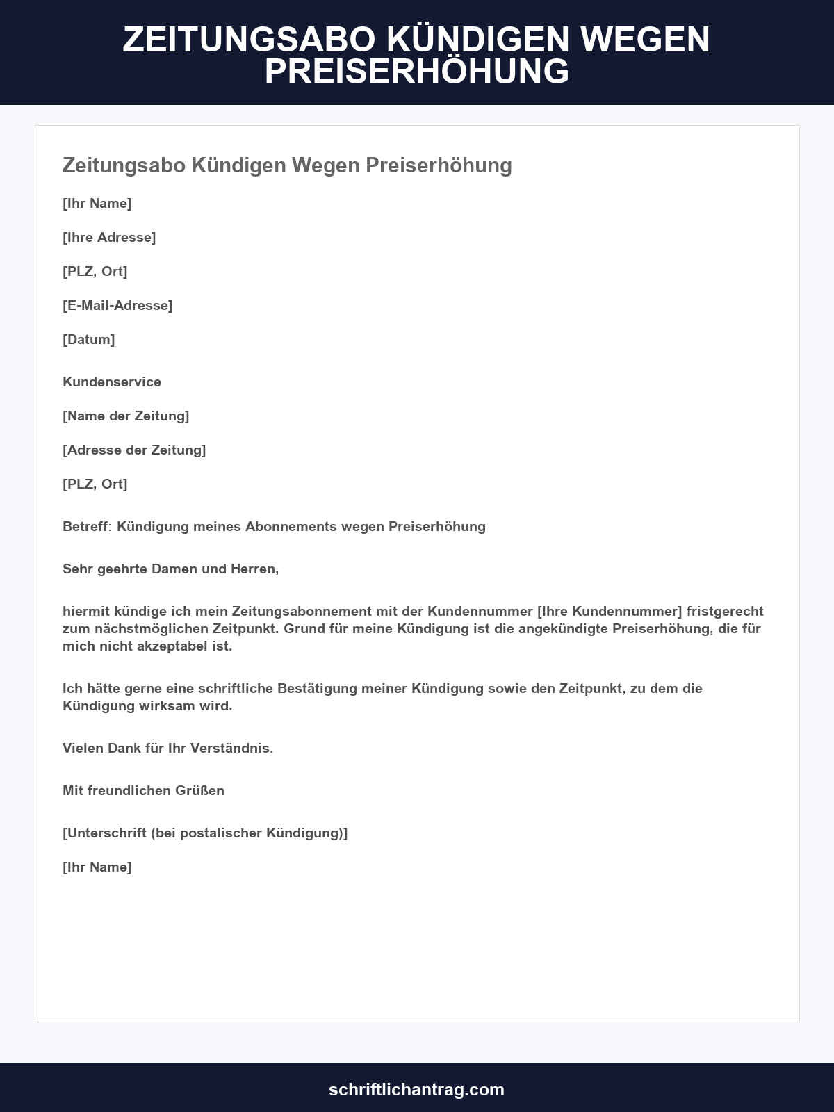 Zeitungsabo Kündigen Wegen Preiserhöhung